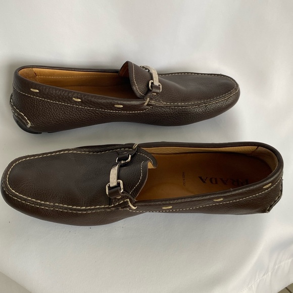 Prada Brown Leather Slip on Loafers US12/Prada 11 Men's Shoes - Medium Width - Picture 6 of 8